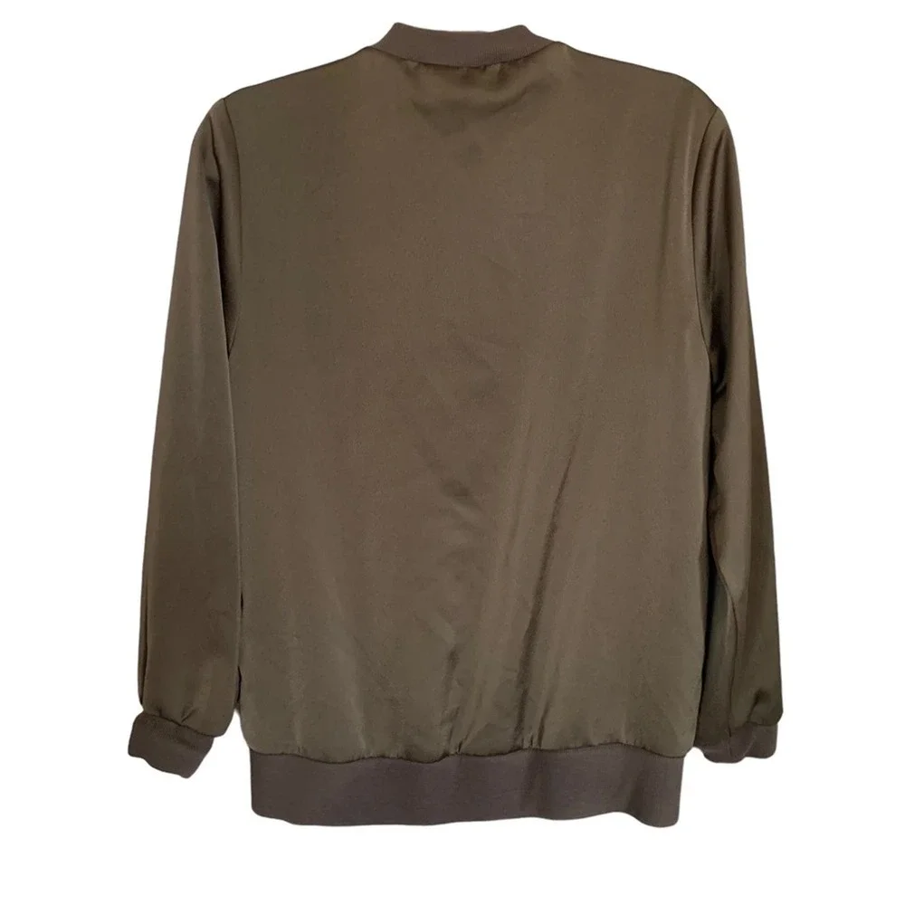 Topshop | Olive green Bomber Jacket zip up long sleeve jacket casual